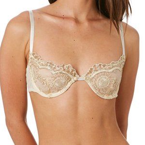 NWT KAT THE LABEL Gold Unlined Dynasty Underwire Bra L